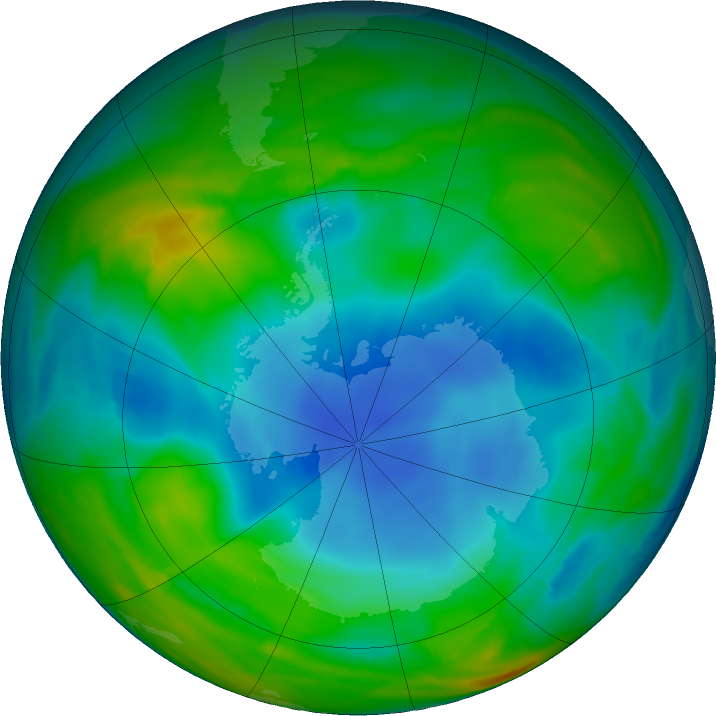 Antarctic ozone map for 17 June 2018